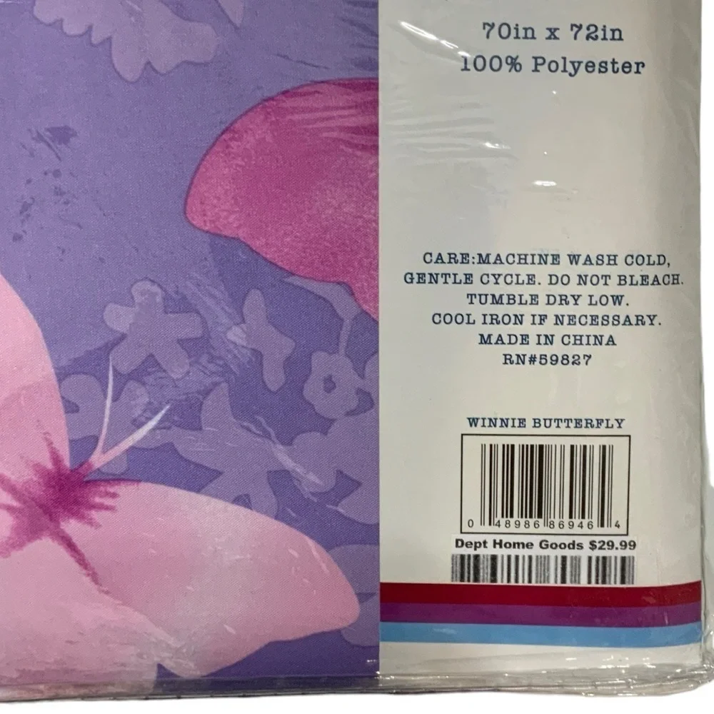 Matt & Maddie Butterfly Fabric Shower Curtain Floral 70 x 72 Inch Pink Purple